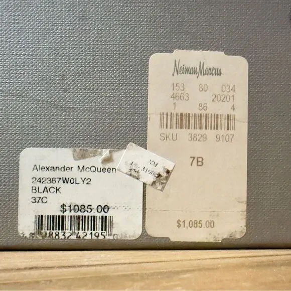 Alexander McQueen Peep Toe Ankle Booties Black Sz 37 (US 7) - Picture 11 of 16